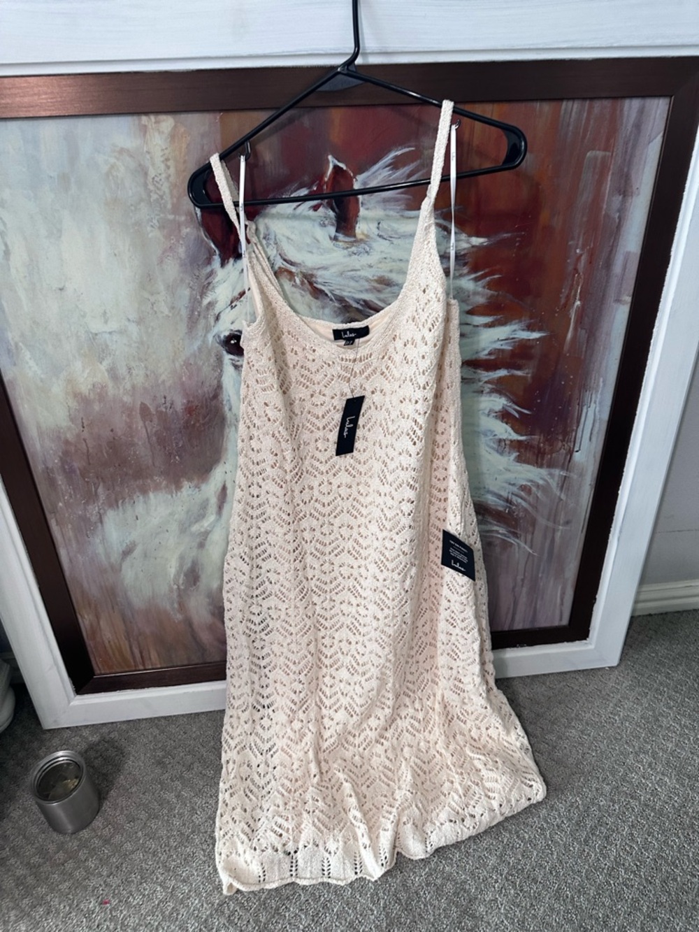 Lulu's Crochet Slip Dress in Ivory